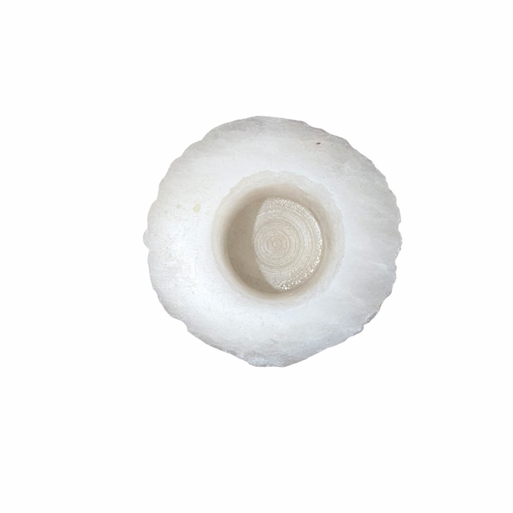 Natural Solid White Selenite Votive Candleholder Raw Crystal Tea Light Holder - Picture 4 of 5